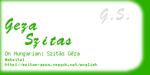 geza szitas business card